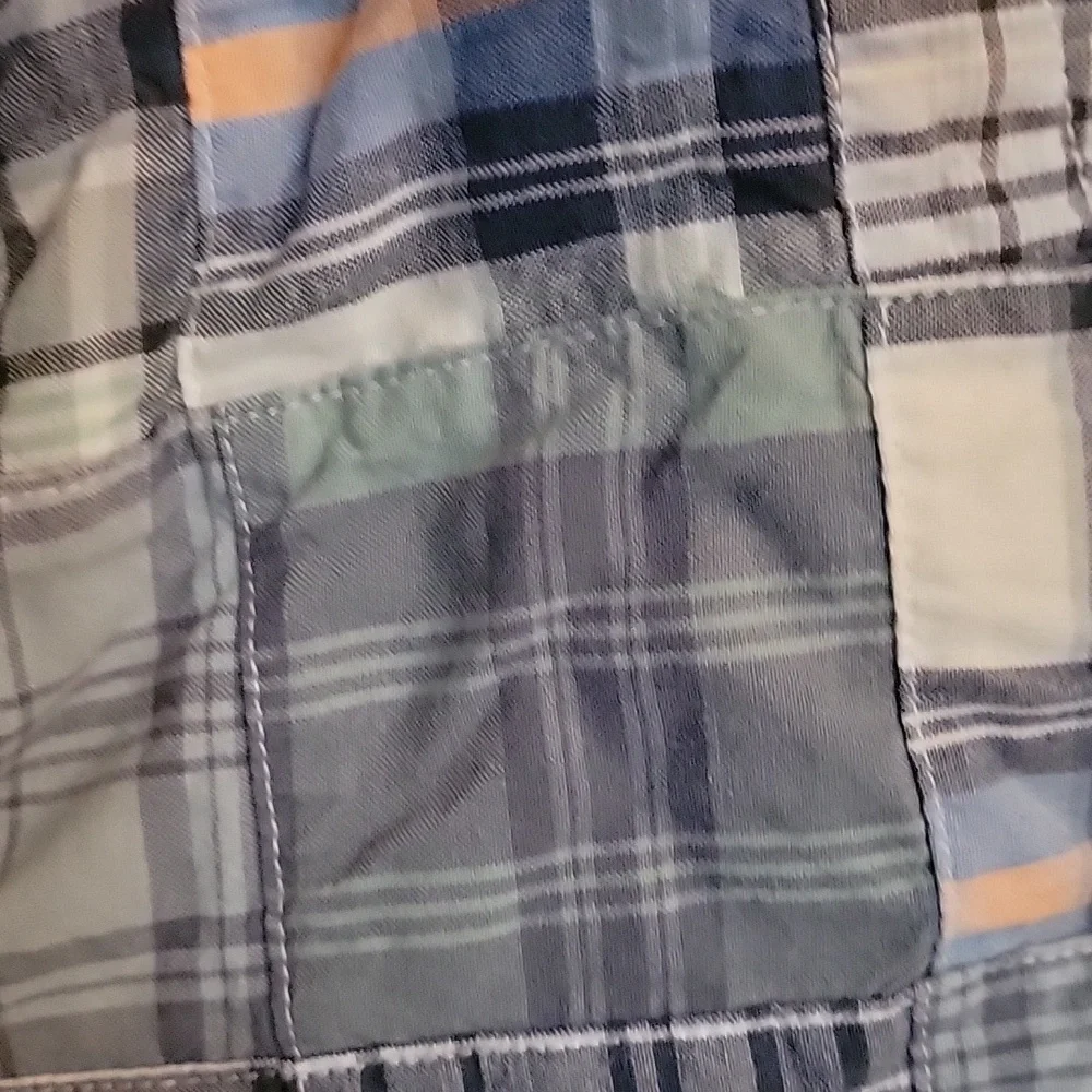 Gap Kids, boys plaid shorts, size 8. Blue, green, orange and white.